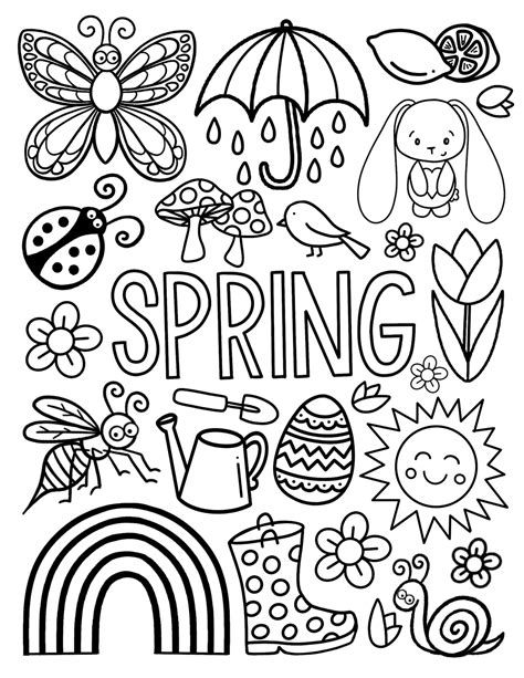 Spring Children and Fun Coloring Page 5 Spring fun Coloring Sheets