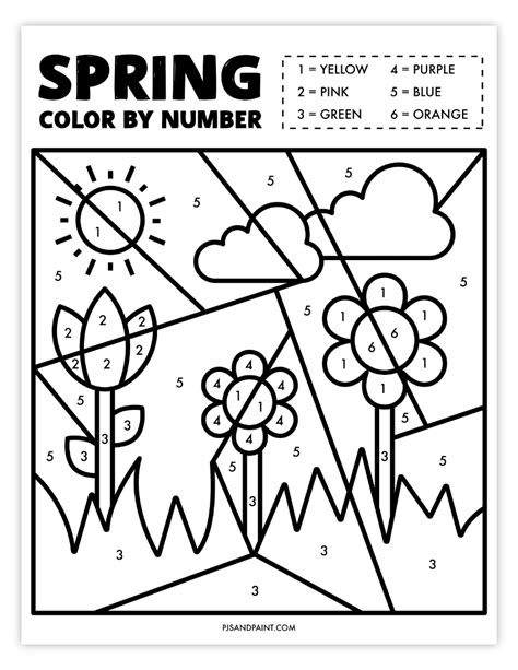 Spring Color By Number Activity Sheets