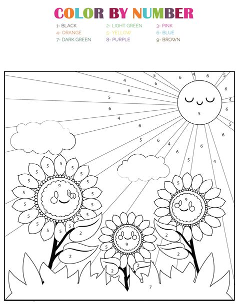 Spring Color By Number Printables Worksheets Decoomo