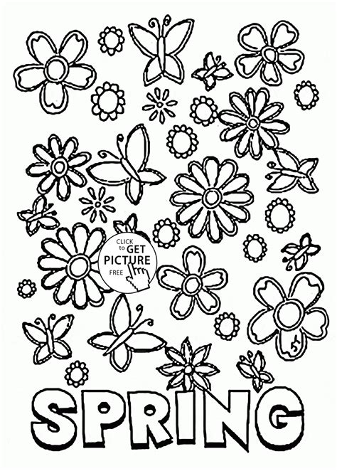 Spring Coloring Pages For Grown Ups And Kids Spring ThemeFlowers