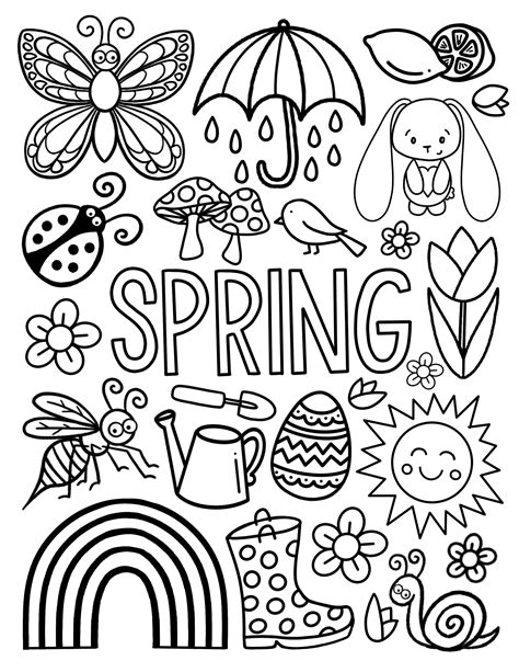 Spring Coloring Pictures Kids Learning Activity Spring coloring