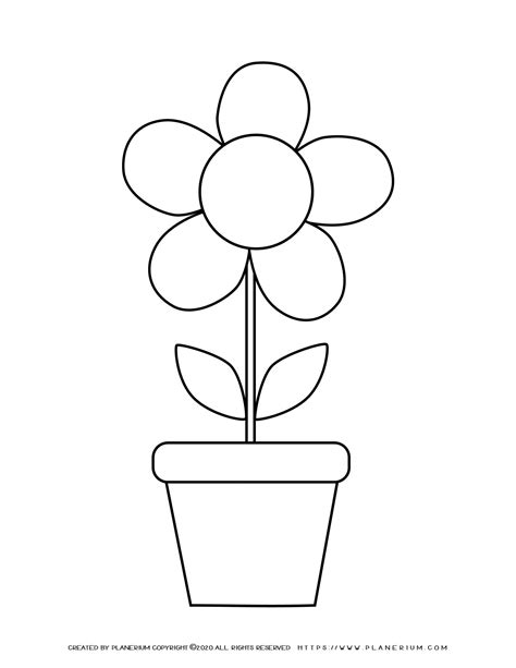 Spring Coloring page Flower in a Pot template Planerium
