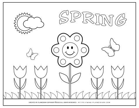 Spring Coloring page Smiling Spring Flower Planerium