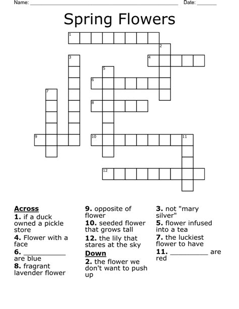 Spring Flower Crossword Clue Jameslemingthon Blog