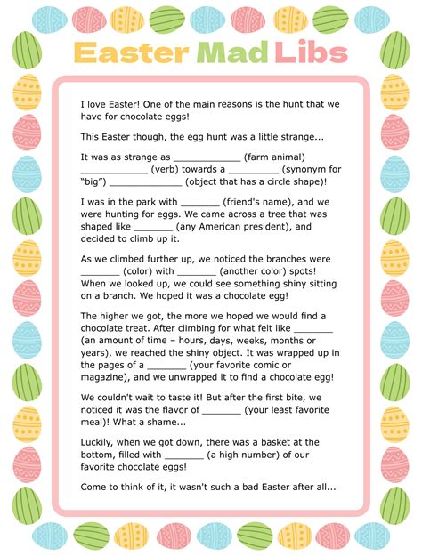 Spring Mad Libs Printable