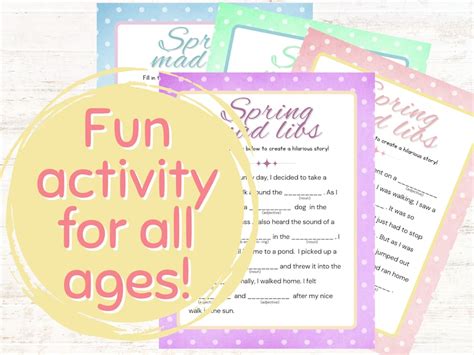 Spring Mad Libs Printable Fill in the Blank Party Game Etsy
