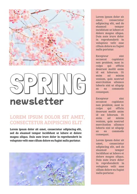 Spring Newsletter Template Newsletter Templates