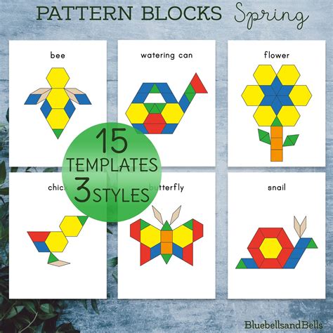 Spring Pattern Blocks Templates. Spring Printable Preschool Etsy
