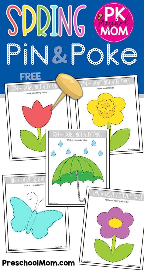 Spring Pin Poke Activity Pages Preschool Mom