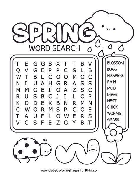 Spring Word Search Best Coloring Pages For Kids in 2021 Spring word