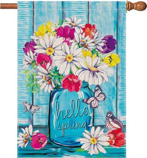 Baccessor Spring Summer Hydrangea House Flag Double Sided 28x40 Inch, Purple Blue Flower Floral Welcome Garden Flag Burlap Vertical Seasonal Farmhouse Yard Outdoor Decoration (Large) 231. $1599. Save 6% on 3 select item (s) FREE delivery Thu, Feb 15 on $35 of items shipped by Amazon. Or fastest delivery Wed, Feb 14.. 