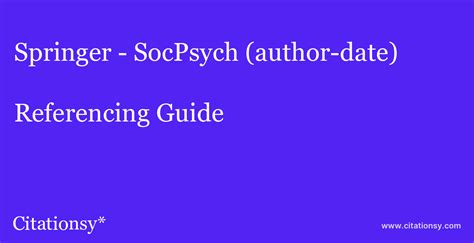 Springer - SocPsych (author-date) Referencing Guide