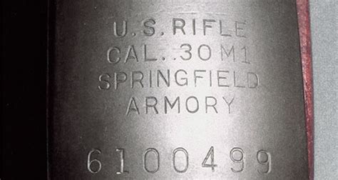 Make: Springfield Armory. The rifle's action uses all Springfield parts. All but one of the listed parts has markings and/or drawing numbers that are correct for, or "Matching" to, the rifle's serial number. Model: M1 Garand. Serial Number: 5439806. Year of Manufacture: 1954 - 1955. Barrel Date: October, 1954. Caliber: .30-06 Springfield