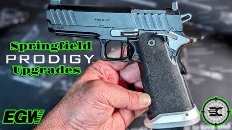Springfield prodigy upgrades. The Prodigy from Springfield Armory takes the proven 1911 platform and enhances it with double-stack capacity and a performance-driven feature set. Reconfigured around a double-stack magazine, the Prodigy's polymer grip module mounts to its forged steel frame offering capacities of 17+1 and 20+1. 
