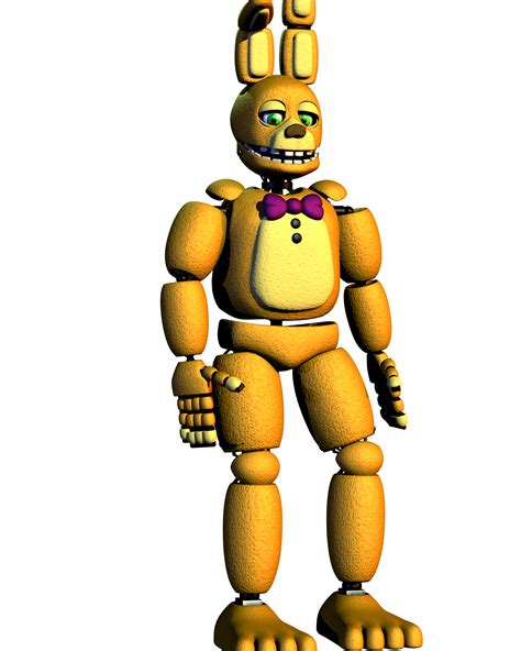 Spring Bonnie, occasionally spelled Springbonnie, was the earliest iteration of Bonnie and was an entertainer in Fredbear's Family Diner, along with the diner's mascot Fredbear, and was one of the first animatronics created by Henry Emily. They made their debut in Five Nights at Freddy's 3.. Spring Bonnie is most notable for being one of the few mascots to have animatronic suit hybrids, known .... 