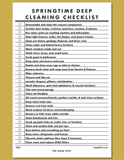 Springtime Deep Cleaning Checklist — The Gold Hive