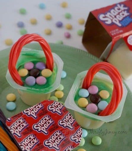 Springtime Flower Basket Treats with Snack Pack - Thrifty Jinxy