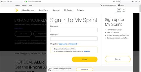 Sprint log into account. Once you select “Sign in,” you'll be taken to the login page. If you don't have an account yet, click “Create profile” to get started. [1] X ... 