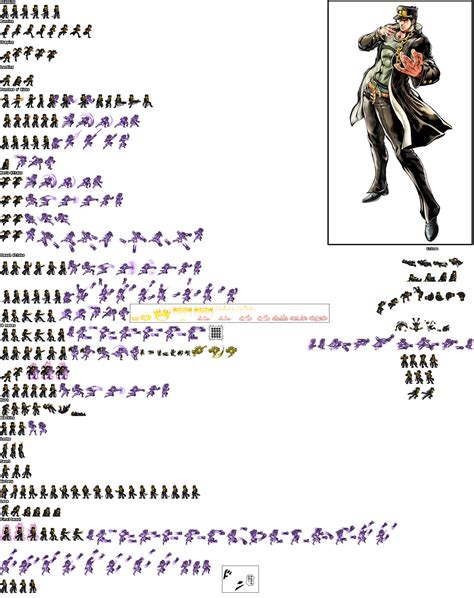 Sprite database jotaro.  Color codes: Red: Offline Yellow: WIP CHARACTER SELECT - GAME ...
