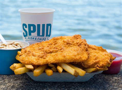 Spuds fish and chips. 3pc Fish & Fries Wild caught fish ~ $18.00 3pc Fish only ~ $16.50. Meals. Includes a small tartar, ketchup, & regular drink. 1pc Fish & Fries Alaska True Cod ~ $12.25. 2pc Fish Only Alaska True Cod ~ $15.25. 2pc Fish … 