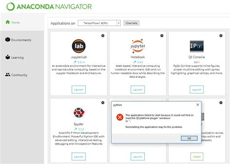 Spyder could not find the qt platform plugin windows in.  qt.  Availabl...