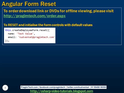 Sql server, and c video tutorial Angular form reset Slides
