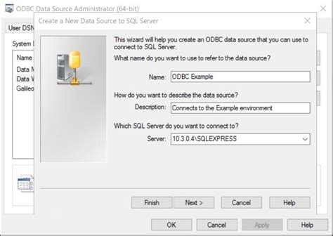 Sql server odbc connection. " Creating an ODBC Data Source Create an ODBC data source to a work...