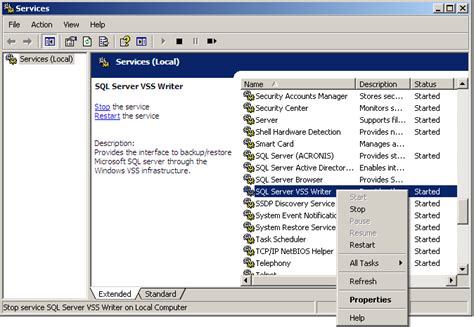 Sql server vss writer.  Nov 18, 2025 · The SQL Writer service provides ad...