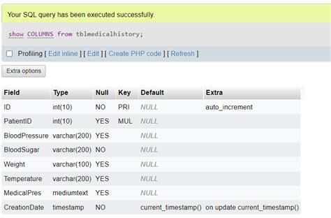 Sql show columns
