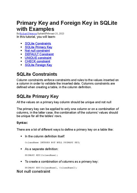 Sqlite change primary key.  Secondly, there's one convention Altering a...