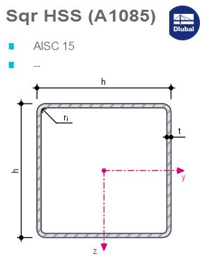 Sqr HSS (A1085) 4x4x1/4 AISC 15 Cross-Section Properties