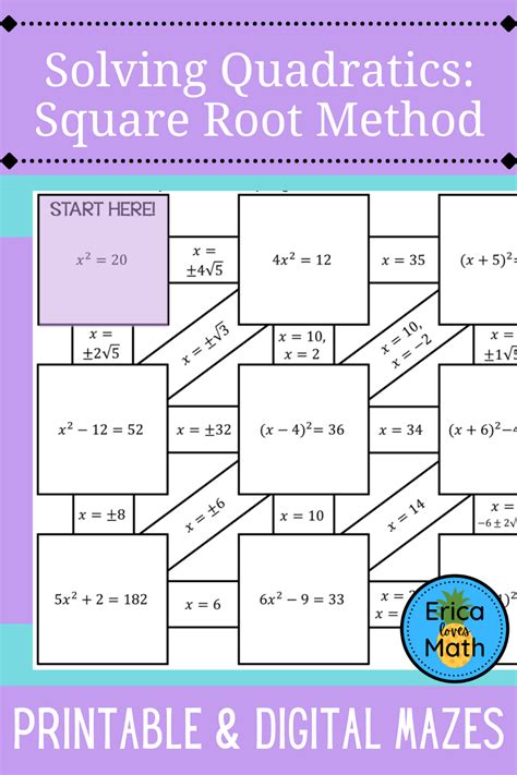Square Root Method Worksheets