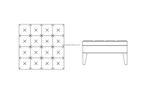 Square Tufted Ottoman, AutoCAD Block - Free Cad Floor Plans