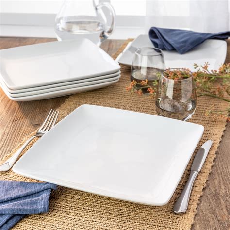 Square plate. Dinner Plates, 10inch Ivory White Dinner Plates, Square Plate Set of 4, Porcelain Serving Platters for Kitchen Banquet Party Steak Appetizer Salad Pasta, White, Series IVY. Options: 2 sizes. 4.7 out of 5 stars. 242. 100+ bought in past month. $29.99 $ 29. 99 ($7.50 $7.50 /Count) Buy any 2, Save 5%. 