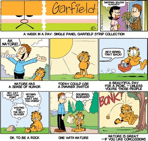 mezzacotta - Square Root of Minus Garfield. Updates Daily. No. 9: Colour-Averaged Garfield: 2007. The author writes: Garfield. The absolutely static 3-panel structure with a borderless panel in the middle. Jon tends to stand on the left and Garfield on the right. The dialogue is always lined up exactly in the same …. 