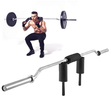 Squat bar weight. Here are the weight ranges for the most commonly used squat bars. Standard Squat Bar. The traditional squat bar weighs 45 pounds, and these are the typical 7-foot-long ones you see in most squat racks. They do come in slight variations in center knurling and even thickness. 