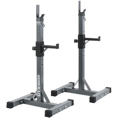 Squat stands. Note: a squat rack is NOT the same thing as a Smith Machine, where the barbell is attached to the machine, and slides up and down two bars: While a Smith Machine is a valid option for loaded squats, we recommend getting comfortable with a variation like a Goblet Squat or Barbell Squat first. 