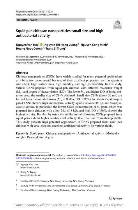 Squid pen chitosan nanoparticles: small size and high …