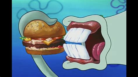 Squidward biting the krabby patty. Categories. Community content is available under CC-BY-SA unless otherwise noted. "Just One Bite: Puppet Edition!" is a SpongeBob SquarePants Pineapple Playhouse short. In this short, SpongeBob convinces Squidward to FINALLY try a Krabby Patty – but it turns out that Squidward loves Krabby Patties a little too much... 