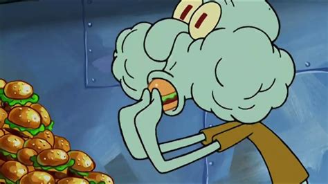Squidward too many krabby patties. Squidward Eating A Krabby Patty refers to a four-panel exploitable image of Squidward Tentacles from SpongeBob SquarePants nervously taking a bite of a Krabby Patty, then either loving or hating it, depending on the point the meme is trying to make. Origin 