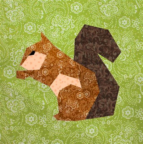 Squirrel Quilt Block Paper Pieced Quilt Pattern PDF Pattern Etsy