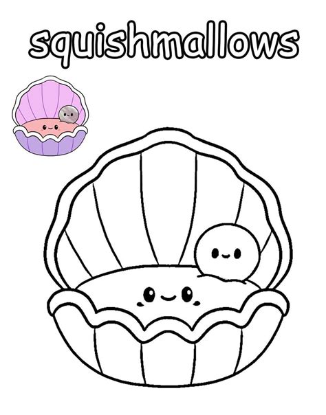 Squishmallow Pearl in the Shell Coloring Pages Squishmallow Coloring