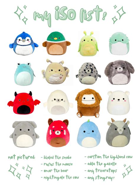 Squishmallow iso list maker. Things To Know About Squishmallow iso list maker. 