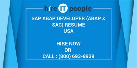 Sr SAP ABAP Developer Resume NC - Hire IT People