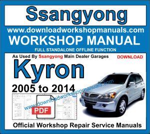 Ssangyong kyron workshop repair manual download all models covered. - Kubota kx 41 3 service manual.