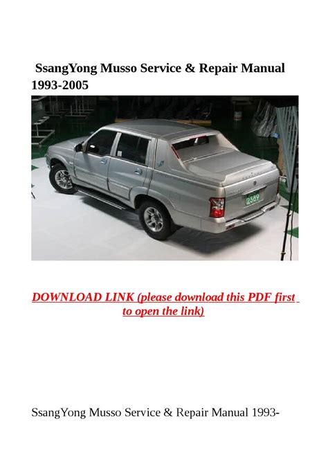 Ssangyong musso service repair manual 1993 2005. - Wilcox and gibbs sewing machine manual.