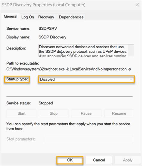 Ssdpsrv service.  Establishing a baseline that disables non-default Win...