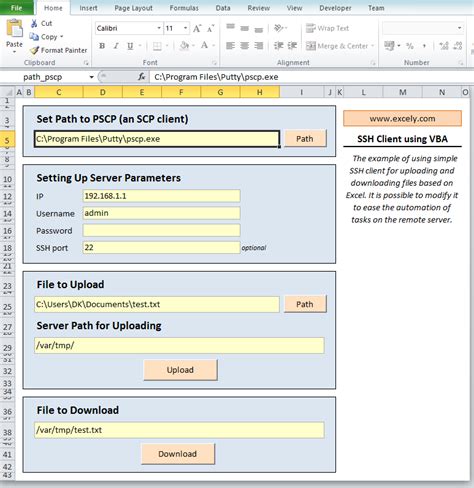 Ssh Client Using Vba Excel Vba Templates