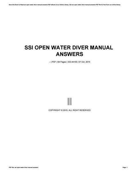 Ssi open water diver manual answer key. - Kooperation, regionalismus und integration im asiatisch-pazifischen raum.