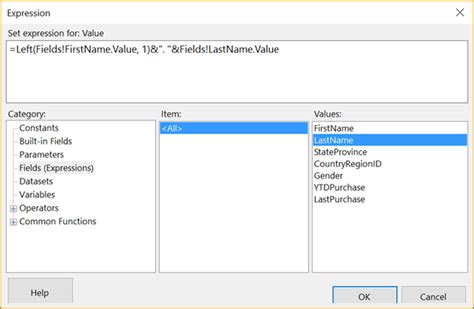 Ssrs textbox value expression.  Expressions are written in Microsoft Vis...